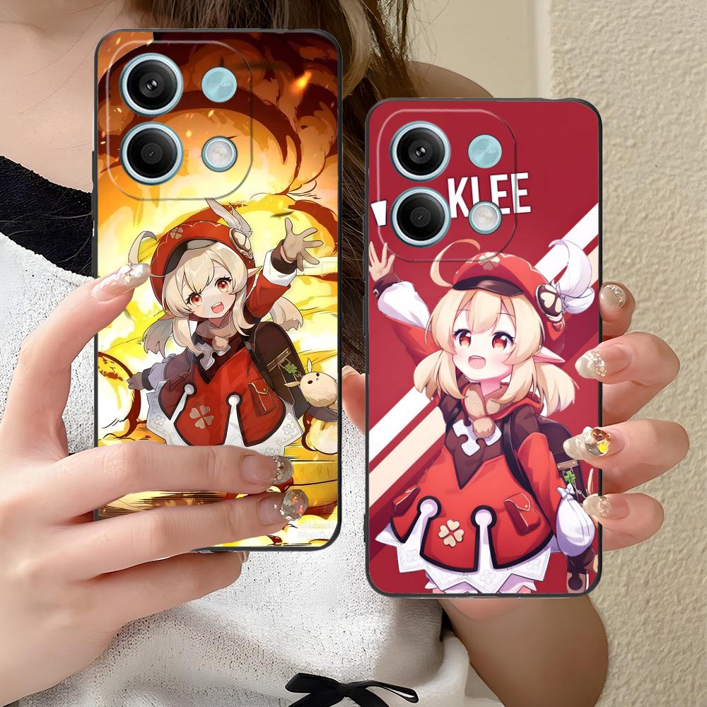 Game GI Klee Mobile Phone Case for Xiaomi Redmi Note 14 13 12 11 S Pro Plus 4G 5G Colorful Printing Cover Pretty Cover Luxury
