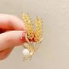 High-End Golden Yellow Wheat Ear Brooch Women'S Fashion Creative Crystal Corsage Accessories Suit Coat Coat Brooch