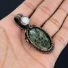 Copper Seraphinite & Moonstone Gemstone Handmade Copper Wire Wrap Jewelry Pendant For Women