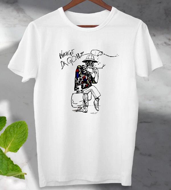 Hunter Thompson Dr Gonz Cartoon Film movie Anime 100% Cotton T-shirt Mens Tees Top Meme Top Unisex Ladies