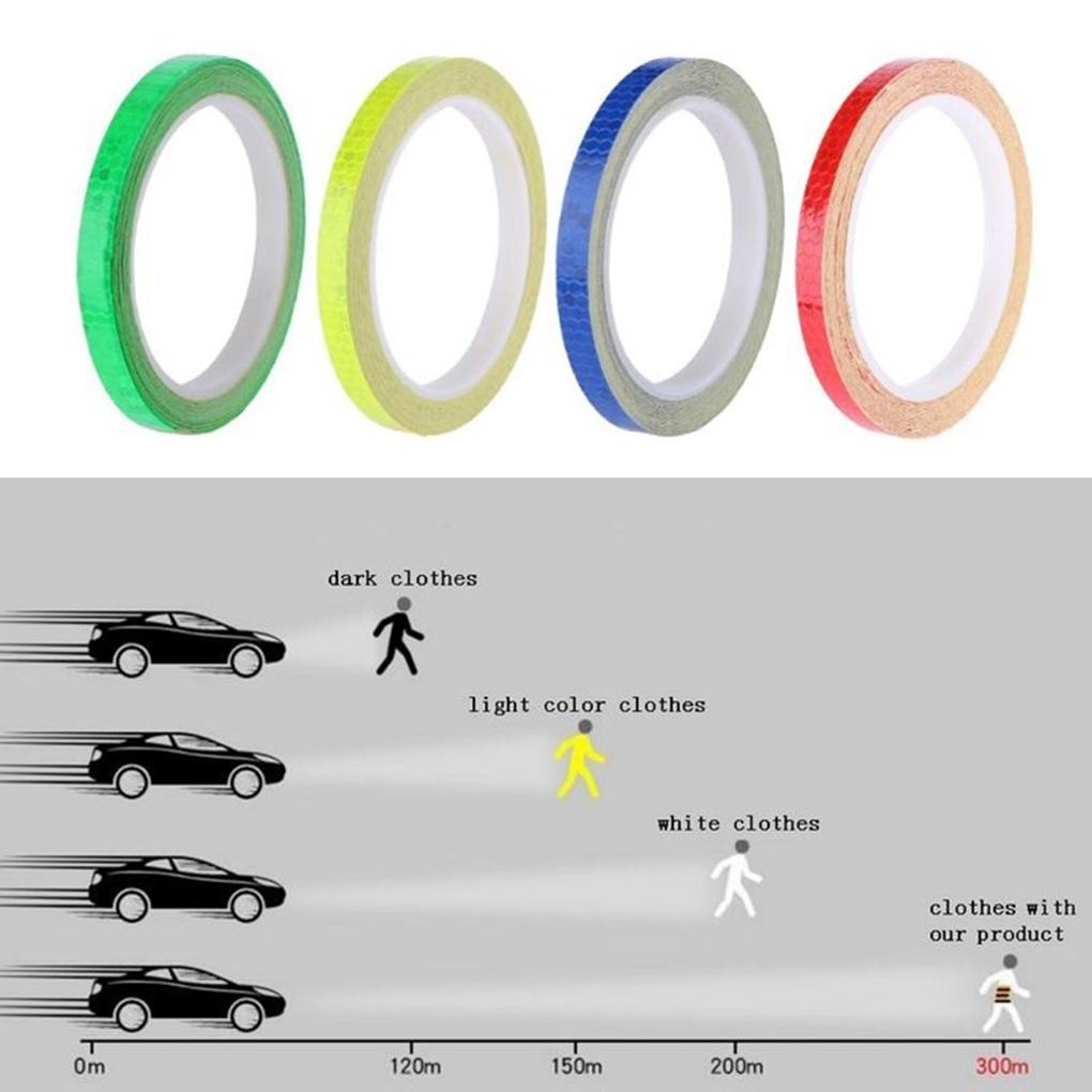 Reflective Sticker Rim Luminous Warning Tape Motorbike Bike Frame Wheel Adhesive Reflector Strip, Green