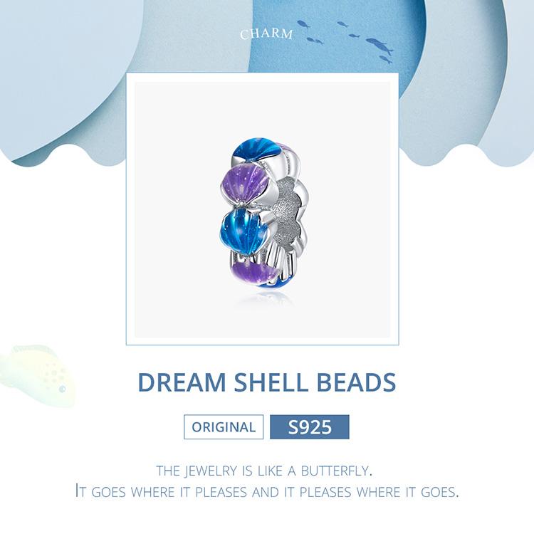 BAMOER стерлингового серебра 925 пробы, синий, фиолетовый, эмаль, бусины-ракушки мечты, очаровательная бусина для оригинального браслета 3 мм