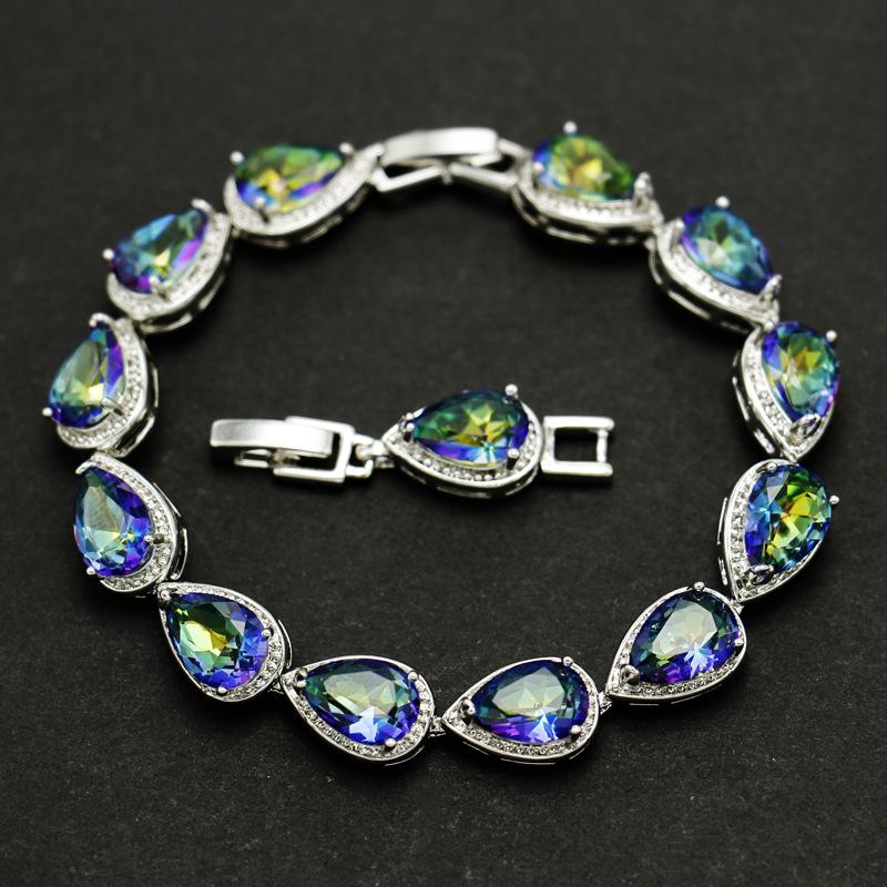 Cellacity Нежный браслет в форме капли воды с драгоценными камнями для женщин, роскошные ювелирные изделия из серебра 925 пробы с топазом, модный подарок для женщин