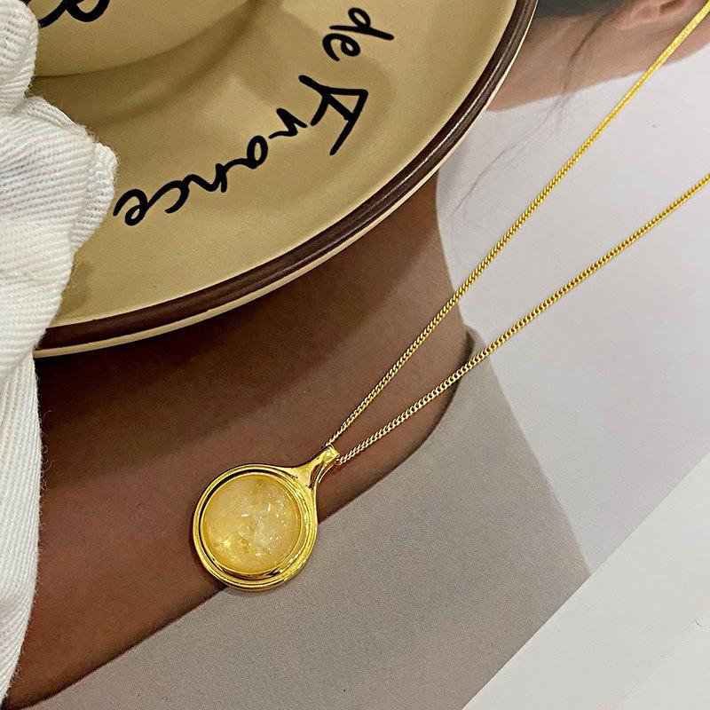 Ожерелье с камнем кошачий глаз, модное и изысканное, нишевый дизайн, простая и роскошная цепочка на ключицу