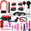 BDSM Bed Restraint Toys - 11-piece Couple Restraint Set Strange toys with nipples handcuffs collars ankles cuffs and eye masks