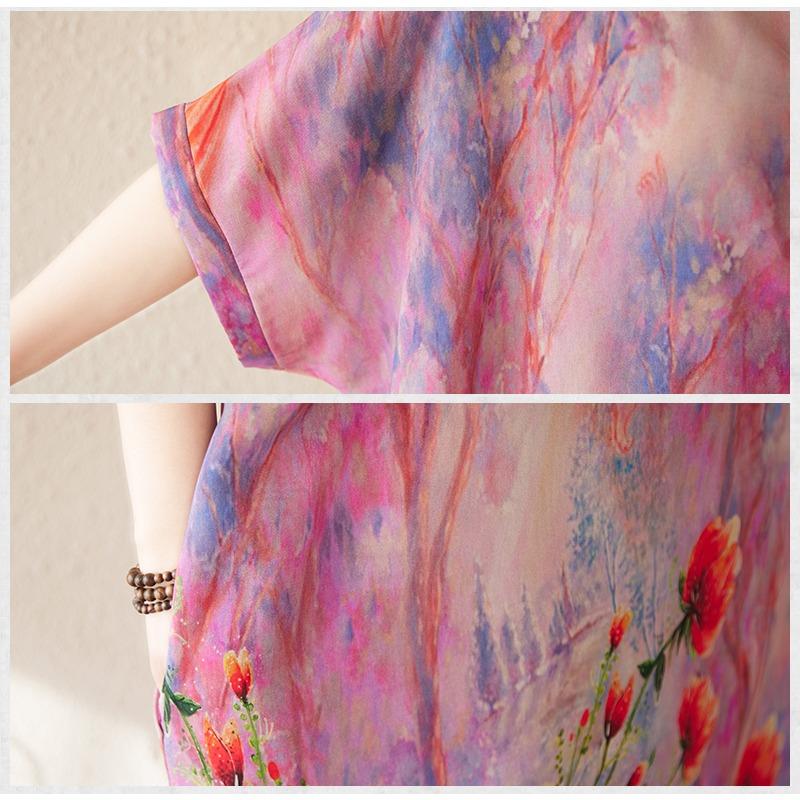 DIMANAF 2025 Летнее Женское Платье Большого Размера Свободного Кроя Пляжное Базовое Повседневное Длинное Платье Винтажный Цветочный Принт Праздничное Платье