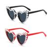 Korean Heart-Shaped Frame Pearl Decoration Sunglasses Travel Sun-Protective Bridal Glasses Bride Eyewear Outdoor