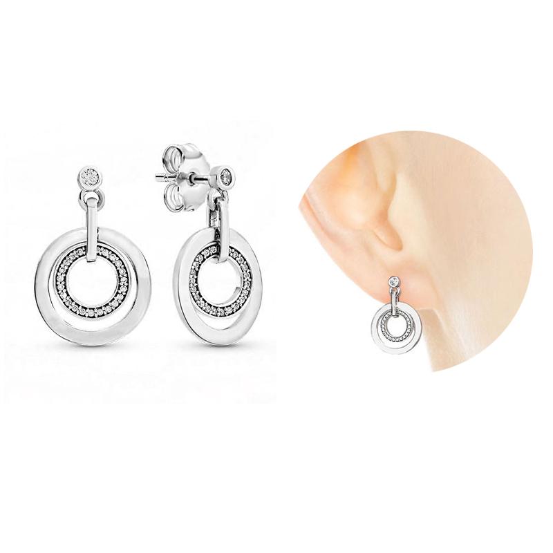 Серьги из стерлингового серебра 925 пробы, круглые серьги с сердцем, перьями, цветами и луной, серебряные серьги для женщин, оригинальные модные ювелирные изделия