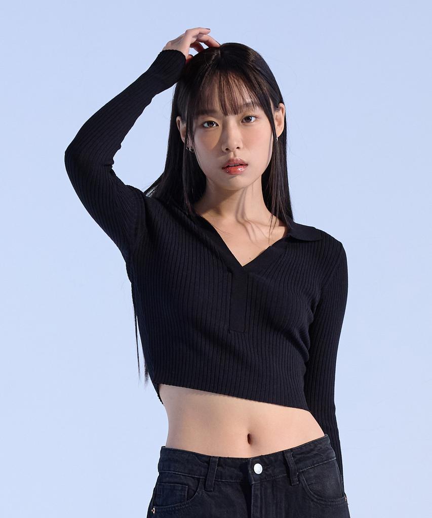 MOAA Sleek Crop V-Neck Knit