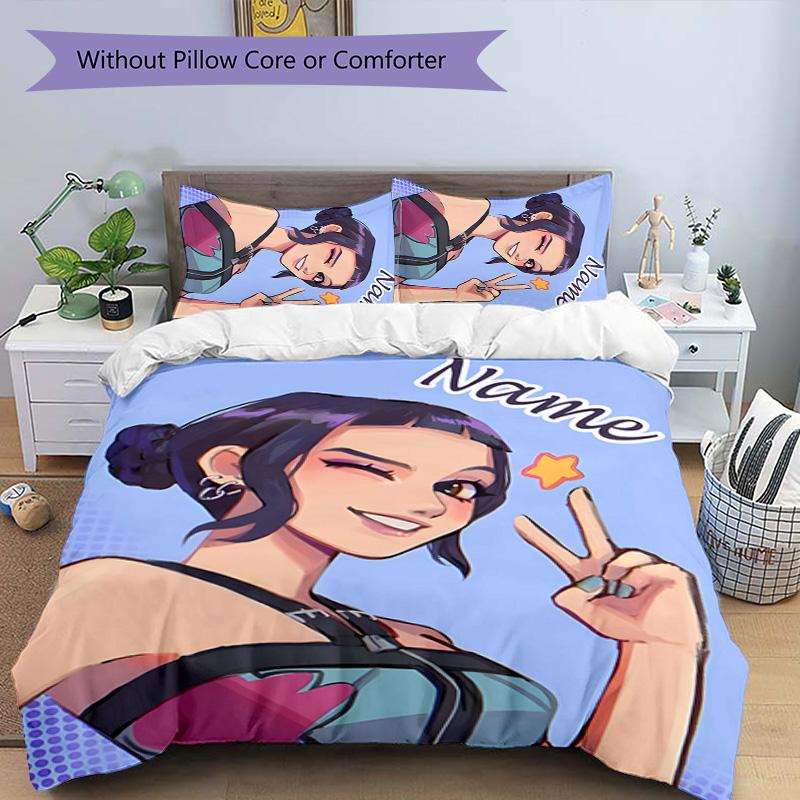 3pcs KPop Demon Hunters14 Cover Set - Personalized Name, HD Printed Bedding with 1 Cover and 2 Pillowcases - Perfect for Home Decor, Easy Care