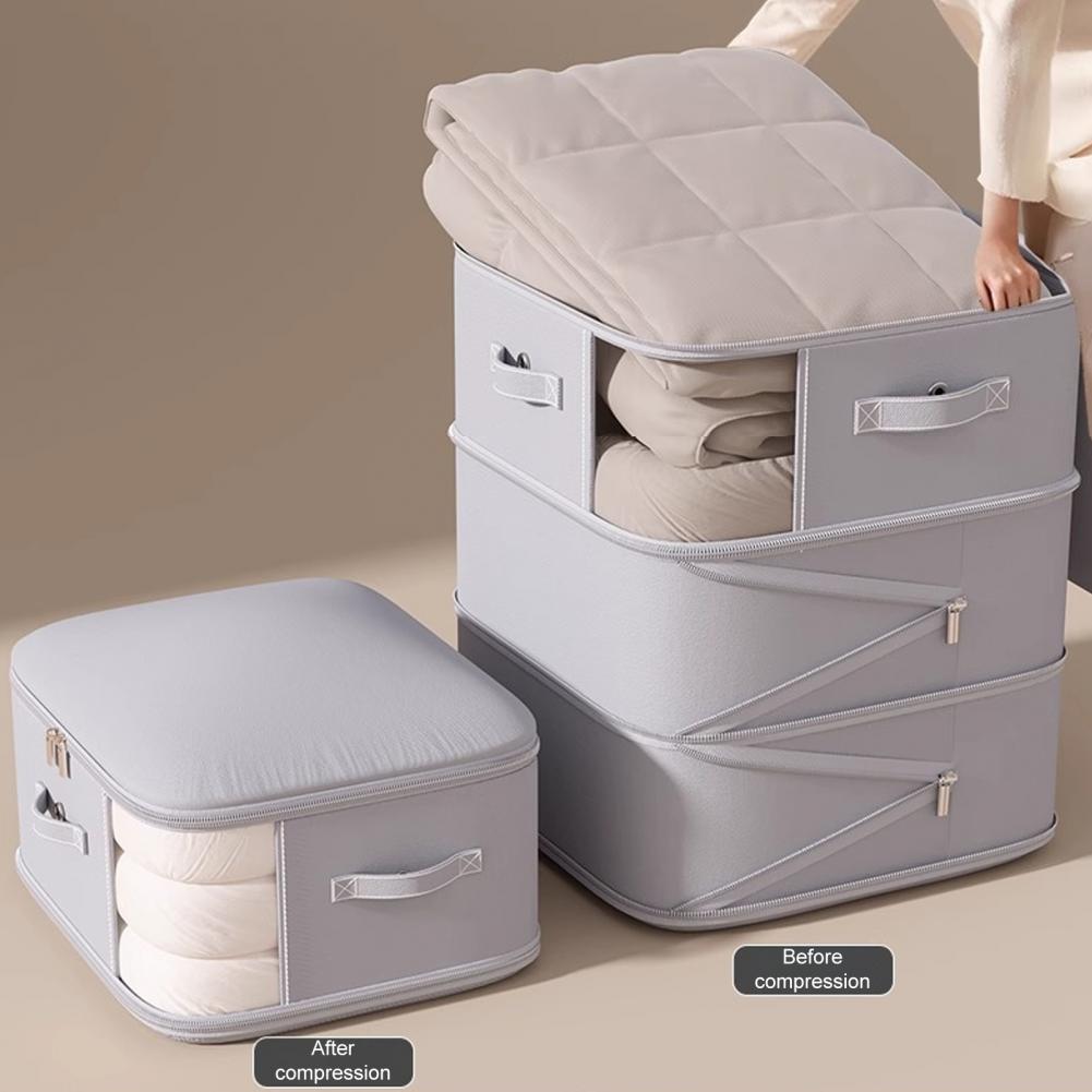 Foldable Storage Bag Portable Bag Capacity Clothes Storage Bag with Zipper Closure Moisture-proof Self Compression for Blankets