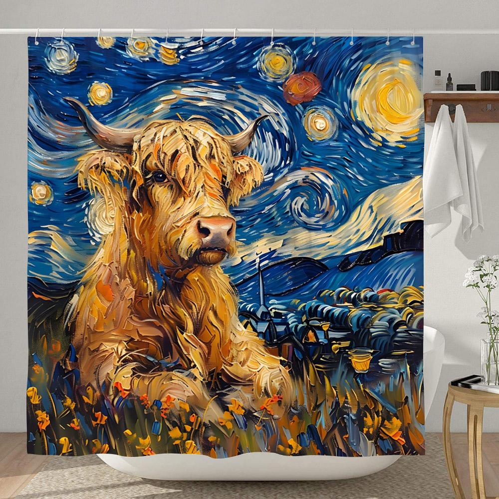 Смешная шторка для душа с хайлендской коровой, деревенская, с мультяшным животным, детская занавеска для ванной, полиэстеровая ткань, домашний декор для ванной