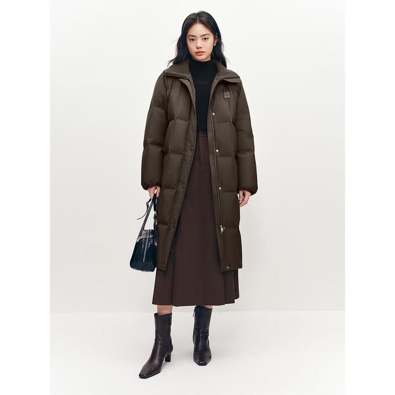 Женский зимний длинный вязаный пуховик с лацканами PEACEBIRD