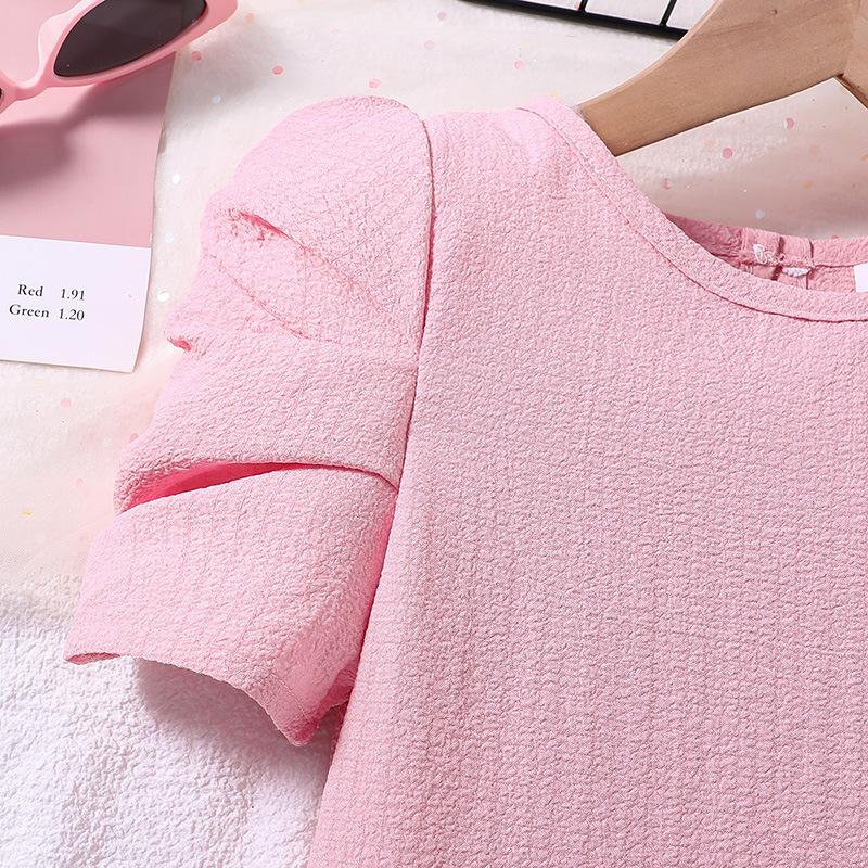 Летняя детская одежда, платье для девочек, симпатичное платье принцессы с рукавами-фонариками розового цвета для девочки-малыша