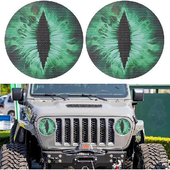 Beast Eyes Headlight Decals, 3D Round Stickers And Decals For Jeep Wrangler, Stereo Eyes Headlight Decal Stickers(Blue)