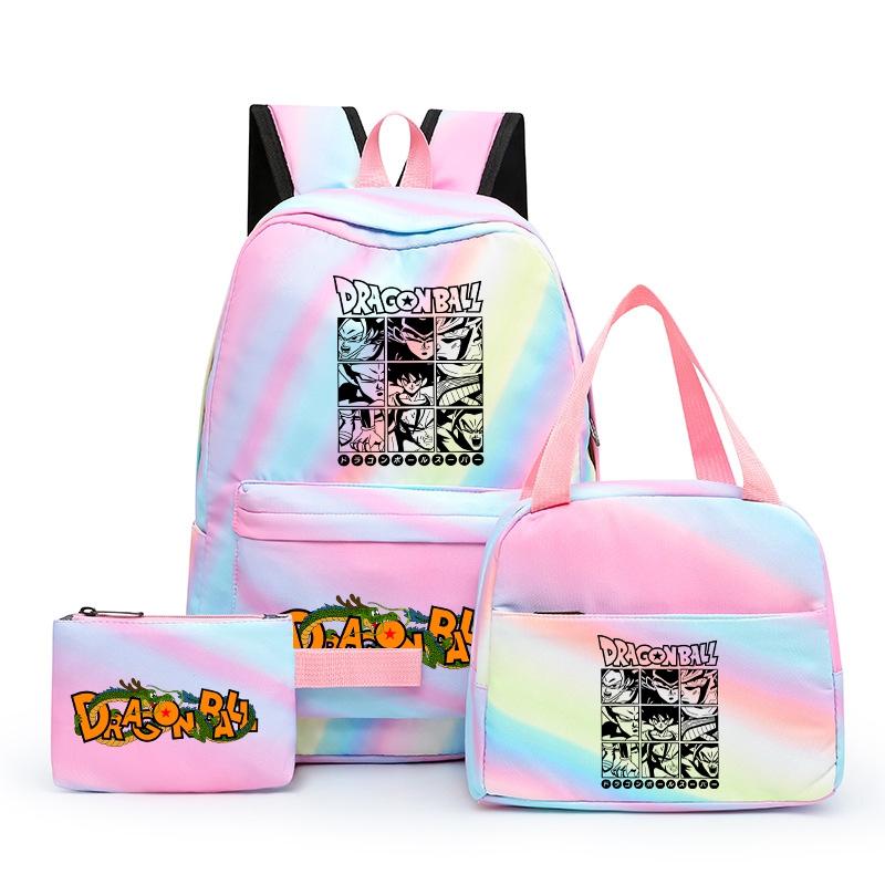 3Pcs/set Anime Dragon Ball Backpack for Girls Boys Back To Schoolbag with Lunch Bag Student Bookbag Men Women Travel Bag Mochila