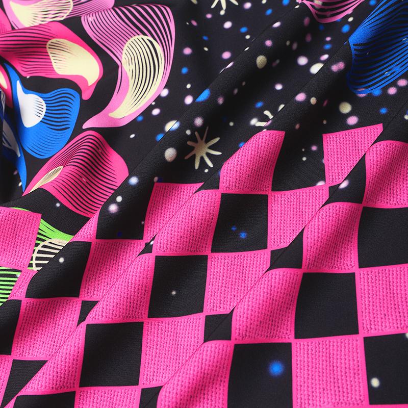 Женские платья больших размеров с круглым вырезом и длинным рукавом с принтом