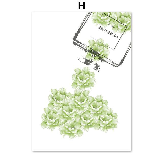 Парижские духи, плакаты на скандинавскую тему, принты, бутылка, цветочная сумочка, модная художественная живопись на холсте для девочек, настенные панно для декора гостиной, без рамки