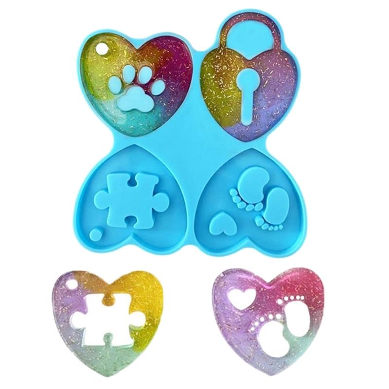 Брелок в форме силиконовой формы в форме сердца, формы для подвесок, универсальная форма для литья ключей, украшения ручной работы