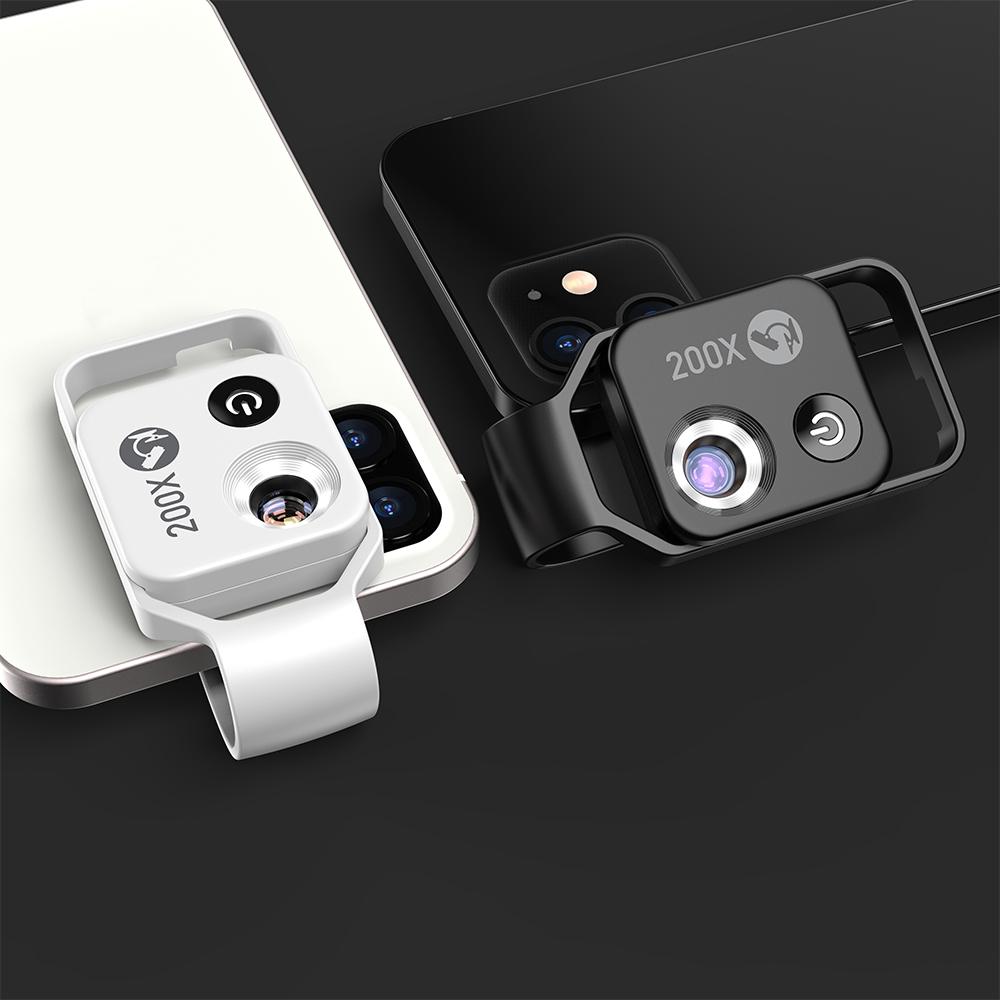 Digital 200X Microscope Lens with CPL Mobile LED Guide Light Lamp Micro Pocket SuperMacro Lens For Phones
