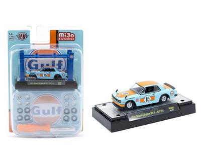 M2 Machines Масштаб Nissan Skyline 2000 1971 Gulf Подъемник с набором шин и колес Mijo 1/64 GT-R 4-стоечный (Скайлайн Эксклюзив)