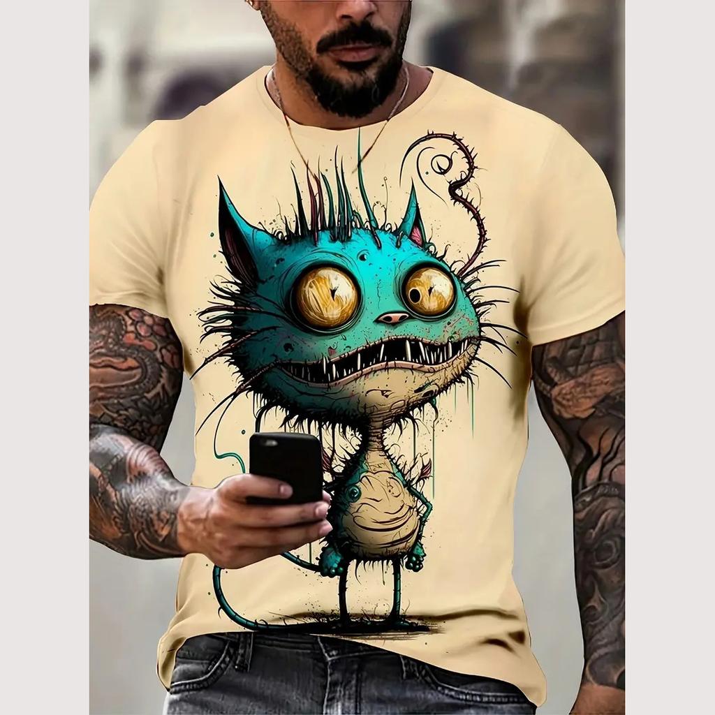 Summer Men's T Shirt Street Casual Short Sleeve Cartoon 3d Print Funny Animal T-Shirts Fashion Streetwear Male Men's Clothing