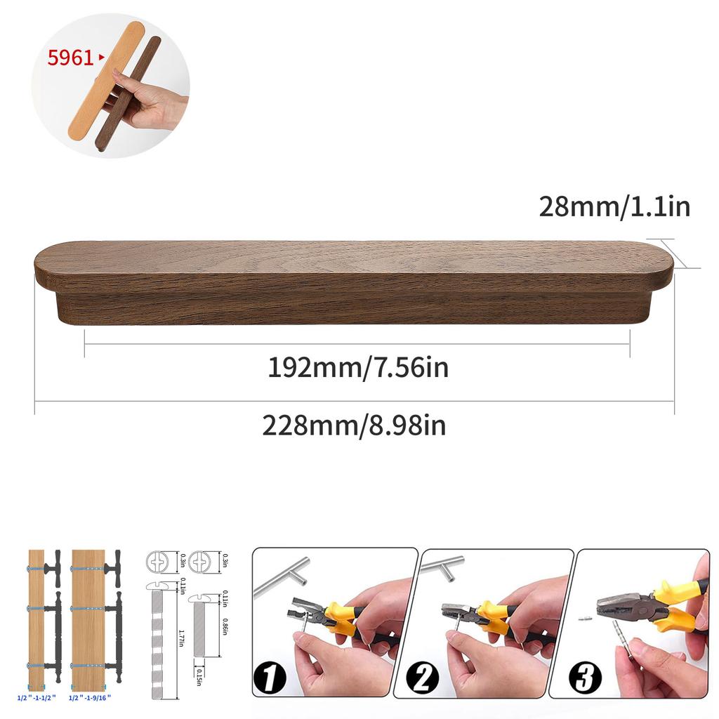 Wooden Cabinet Handle Cupboard Wardrobe Door Handle Drawer Kitchen Door Pulls for Cabinets Knobs Wood Cabinet Knobs Nature Style