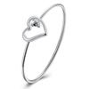 Silver Charm Double Heart Bangle Women Luxury Wedding Silver 925 Jewelry Bangles