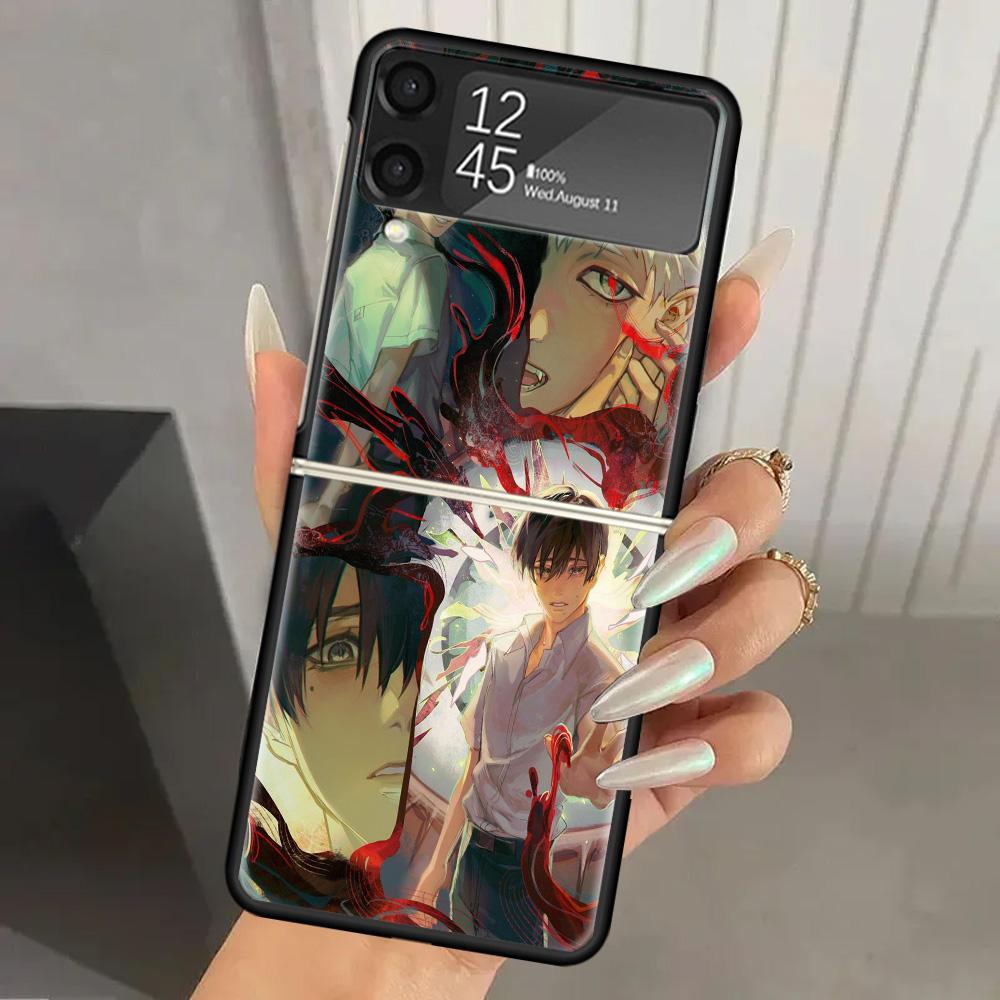 H-Hikaru Ga Shinda Natsu Жесткий ПК Чехол Для Телефона Для Samsung Galaxy Z Flip 7 6 5 4 3 Черный ZFlip7 ZFlip6 Flip5 Flip4 Flip3 5G Печать C