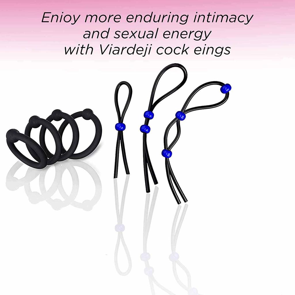 7PCS Silicone Penis Ring Sets Cock Stimulator Clit G-Spot Massager Sex Toys for Couple