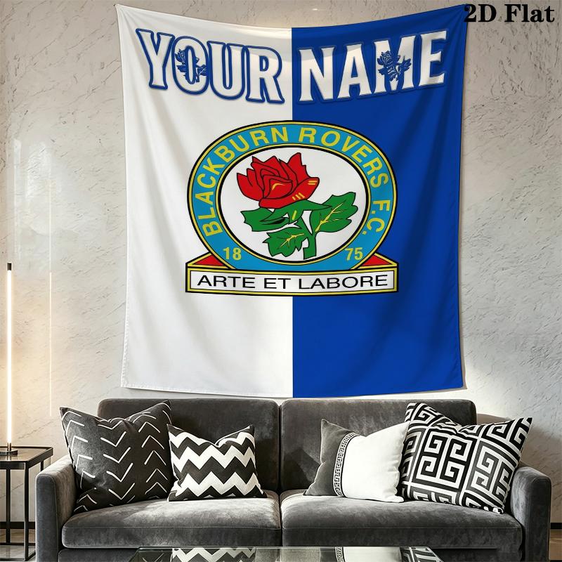 Custom Name Blackburn Rovers Wall Tapestry Aesthetic Wall Hanging Printed Fabric Blanket Decorative Tapestries for Bedroom Living Room Home Decor