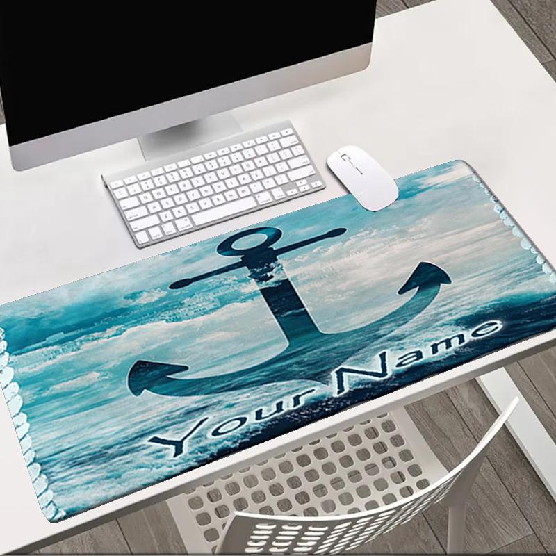 1PC Custom Name "Ocean Waves Anchor" Mouse pad, keyboard and mouse desk pad, for computer notebook Birthday Gift For Any Room Or Office