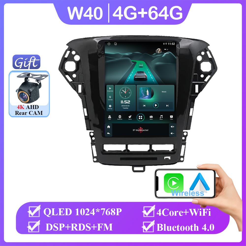 Для Ford Mondeo MK4 2011-2013 Автомагнитола Carplay Android 14 DSP Мультимедиа Авто 4G WIFI BT 9,7-дюймовый экран Авторадио Стерео QLED