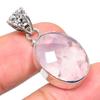 Natural Rose Quartz Gemstone 925 Solid Sterling Silver Gift Pendant 1.34" R1H03