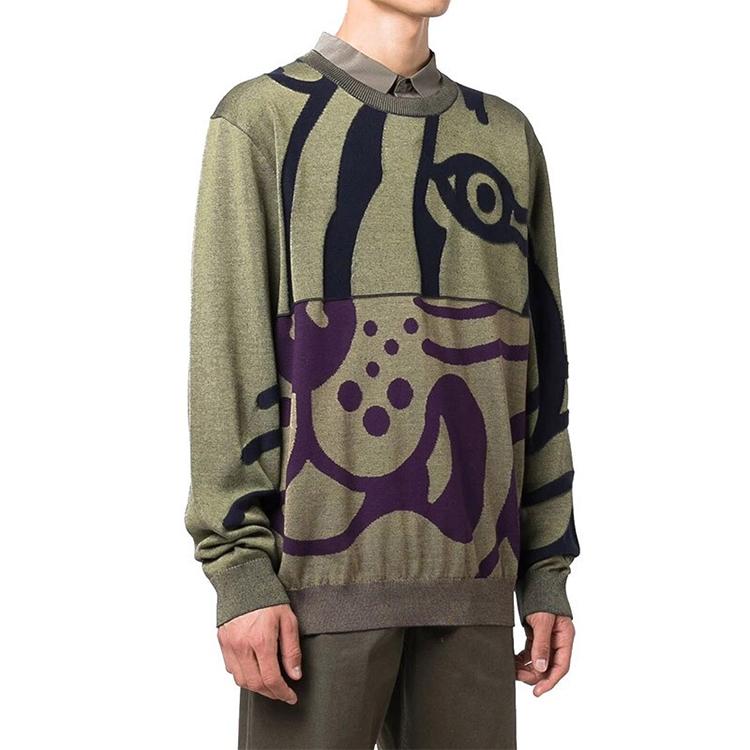 KENZO Sweaters Men's Green Crew Neck Moderate A-line FB65PU6403TC-50
