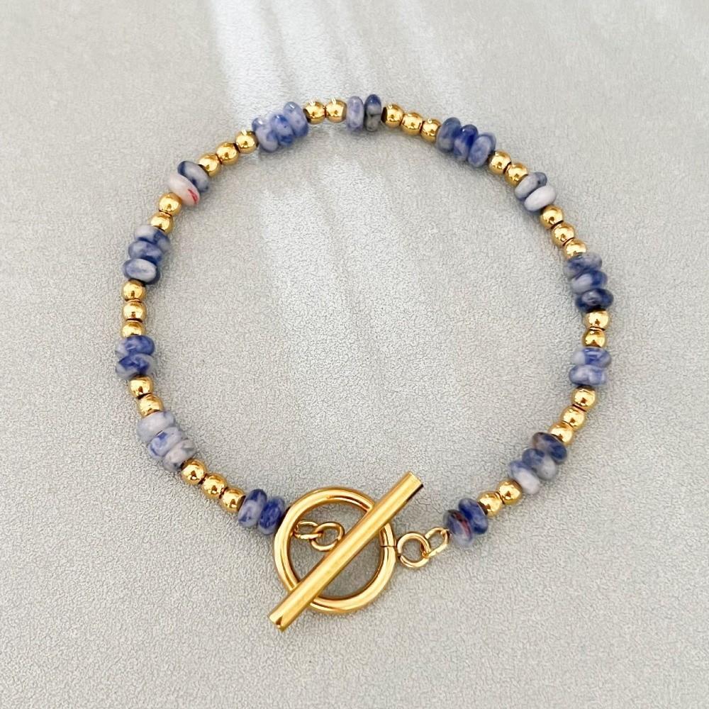 Bohemian Style Natural Stone Chain Bracelet Handmade OT Ring-clasps Bracelet Party