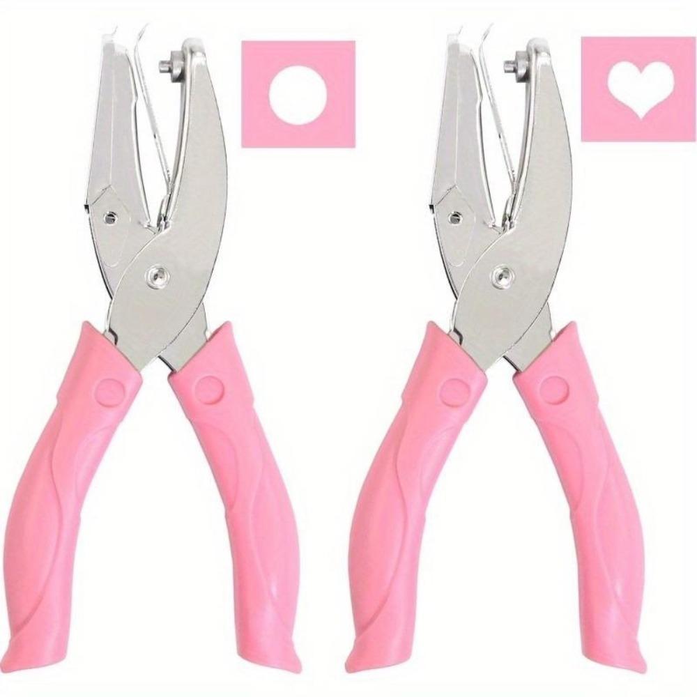 Ручной дырокол для бумаги, 2 шт., дырокол в форме сердца/звезды/круга, металлический дырокол для бумаги с одним отверстием 1/4 дюйма, с мягкой ручкой для бирок, билетов на одежду