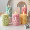 3D Relief Cylinder Easter Bunny Silicone Candle Mold Handmade Aroma Plaster Resin Decoration Mould Candle Making Supplies