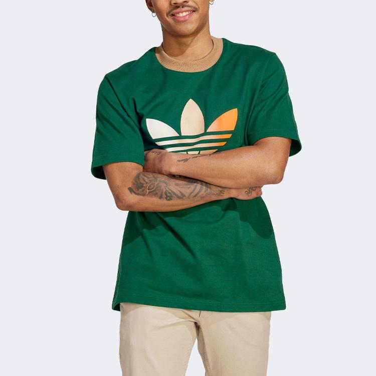 Adidas Оригинальная футболка Adicolor 70s Premium с градиентным логотипом и круглым вырезом, мужские топы SS23, зеленые IP6969