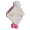 Счастливая вязаная вишенка для мальчиков и детские меховые номерные бобы! Шапка, Дизайн, Девочки, Теплая, (Япония, Размер, 46.0 см, 50.0 см, Розовый)
