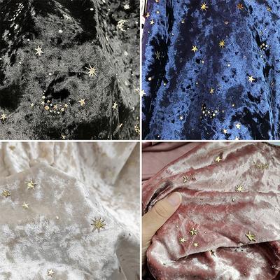 100*140 см золотая бархатная бронзовая ткань со звездами из бриллиантов для стеганого платья своими руками, ручная работа, пэчворк, глянцевая роскошная мягкая фланелевая ткань