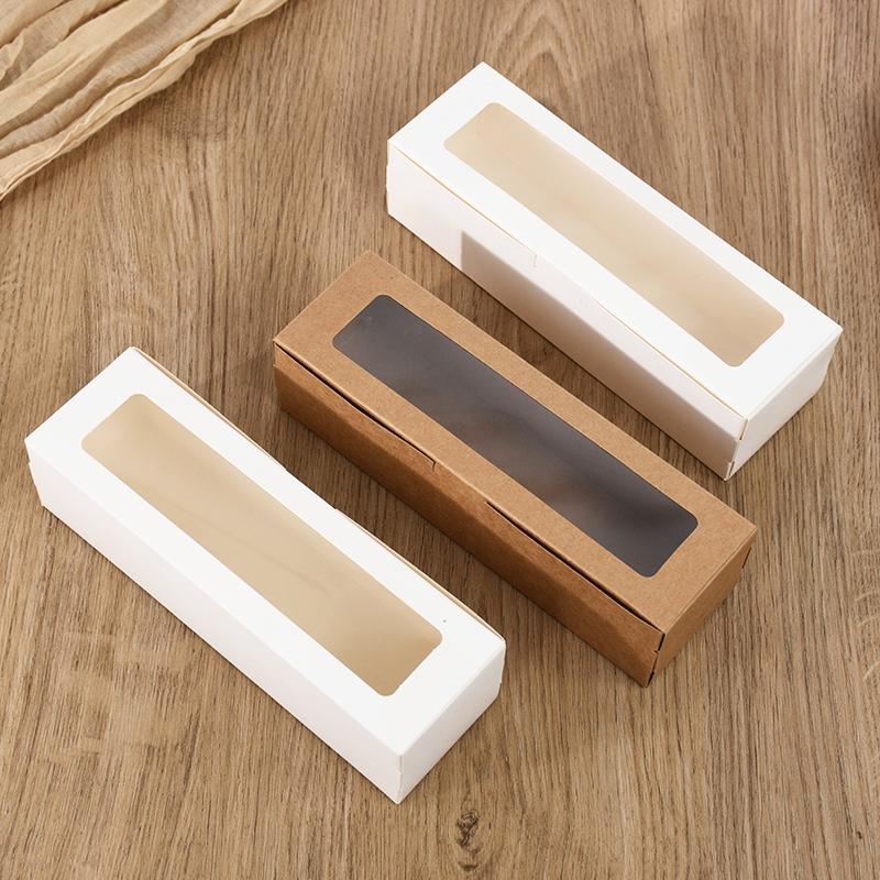 20Pcs Rectangle Transparent Window Packaging Box Candy Dessert Baking Cake Box For Wedding Birthday Christmas Party Gift Box