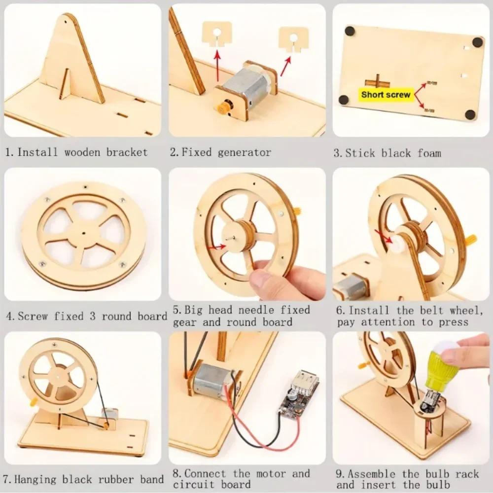 Забавный мини-генератор с ручным приводом DIY, набор для научных экспериментов, образовательная модель, игрушка для детей, подарок, игрушка-проект