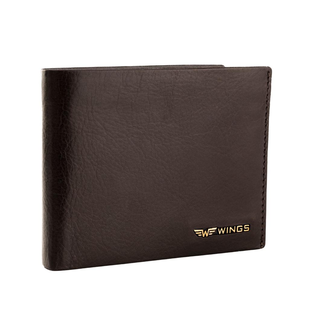 Wings Men' Genuine Cowhide Leather Wallet with Flip Flap Brown