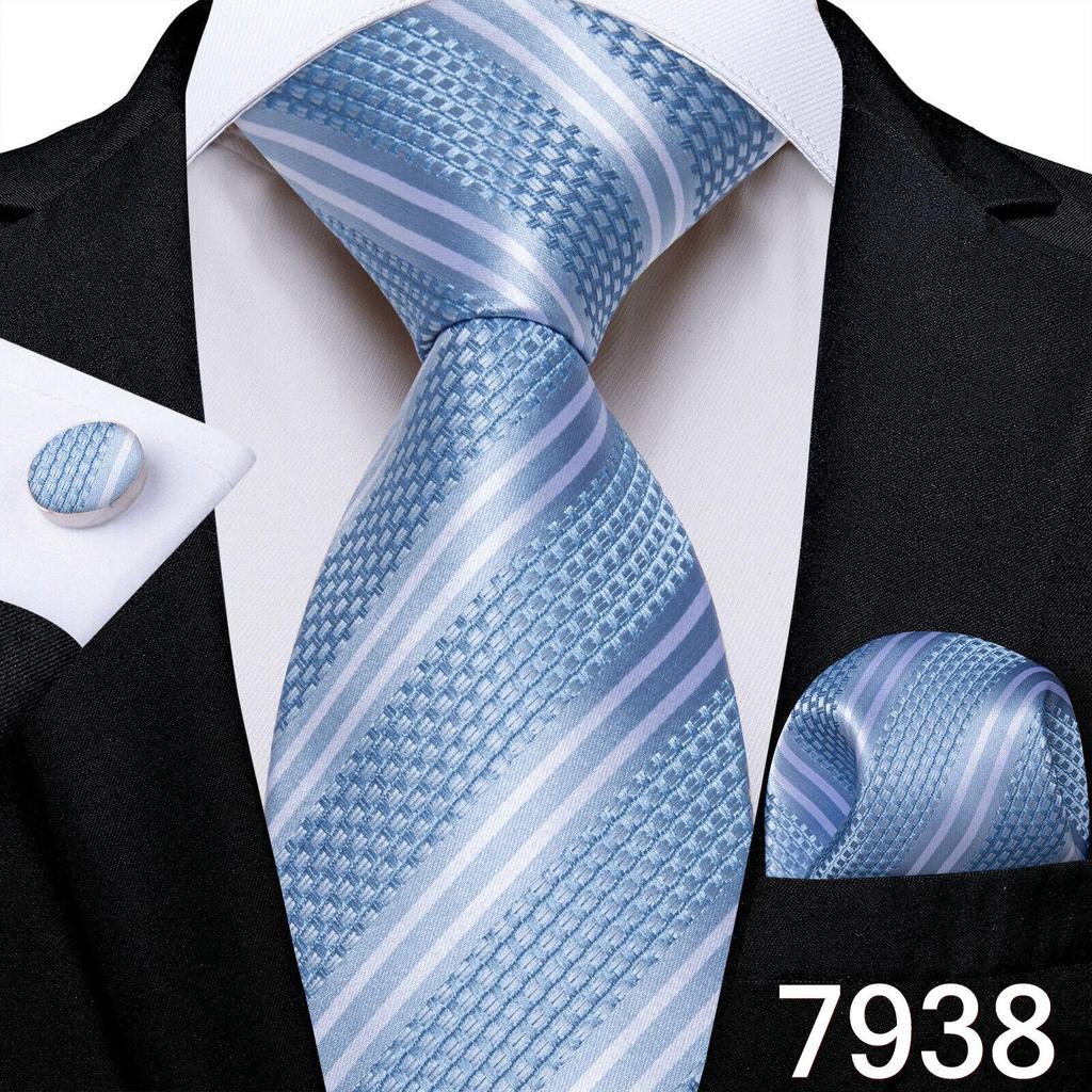 Новые формальные галстуки классические 100% шелковые полосатые галстуки носовые платки запонки подарок для мужчин свадебный галстук DiBanGu