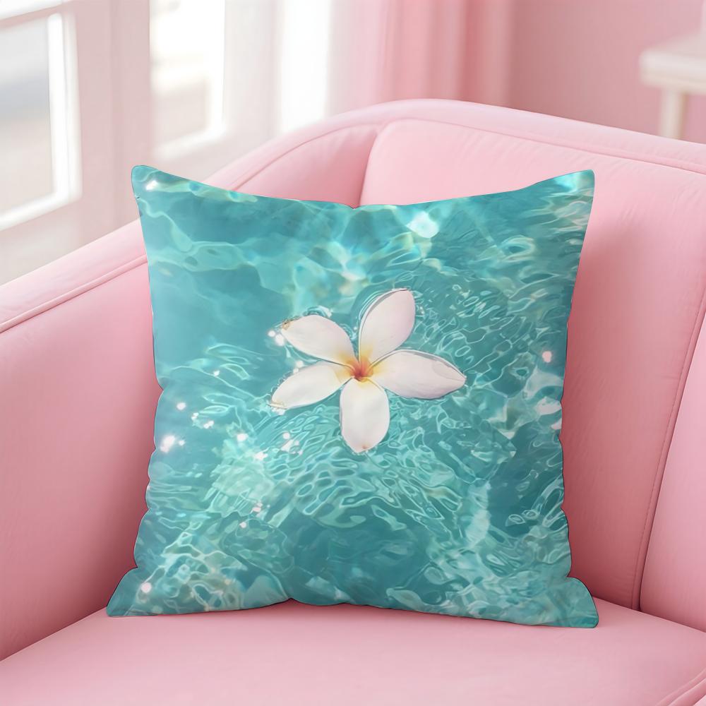 Blue Green Ocean Print Pattern Cushion Cover Pillow Case Soft Skin Friendly Fabric Concealed Zipper