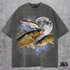 Three Walleye Moon Shirt, Vintage Walleye Fish Galaxy Tee, Retro Cosmic Fishing Graphic Top, Angler Gift, Space Animal Streetwear, Walleye