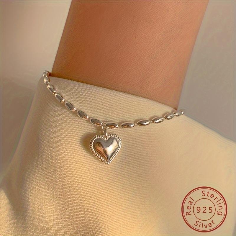 Mini Love Heart Bracelet Simple Style 925 Sterling Silver Hand Chain Jewelry Suitable For Women Daily Wear