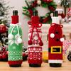 Christmas Wine Bottle Cover Cute Pattern Knitted Woven Wine Bottle Bag For Christmas Party Dinner Table Decoration New Year Gift