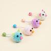 Pink Plush Cat Toy with Bell, Cute Kitten Teaser with Sound, Interactive Pet Play Toy for Cats Gift